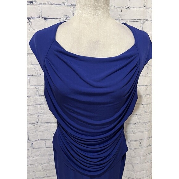 Connected Petite Womens Blue Rouched Gathered Waist Dress Size 12P - Picture 2 of 6